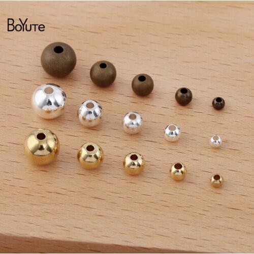 BoYuTe (500 Pieces/Lot) 3-4-5-6-8 mm Metal Brass Beads Diy Lathe Solid Spacer Bead Handmade Materials for Jewelry Making