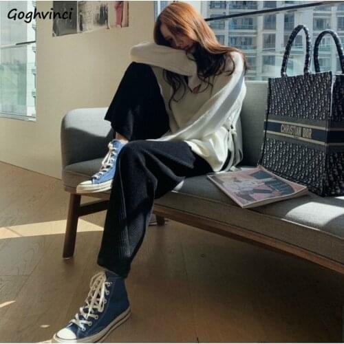 Casual Pants Women Plus Velvet Thicken Large Size 3XL Corduroy Loose Wide-leg Leisure Streetwear Korean Style High Waist Full