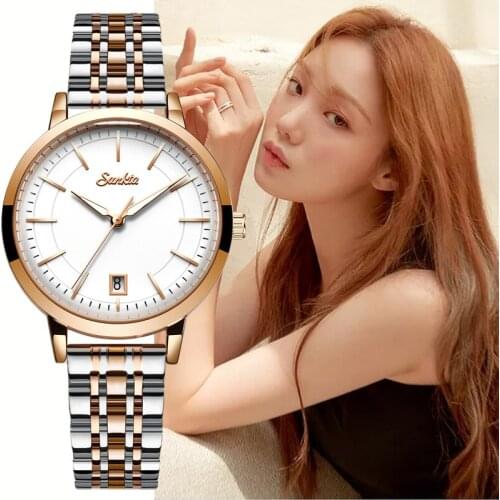SUNKTA Watch Women Luxury Fashion Casual 30m Waterproof Quartz Watches Steel Strap Sport Ladies Elegant Wrist Watches Girl Gift