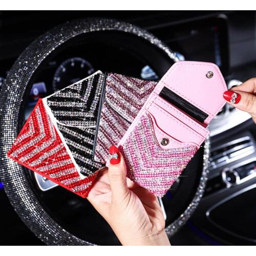 Luxurious Diamonds Auto Driver License Cover Leopard Print Bag Solid Cover For Car Driving Documents Card Credit Holder Case
