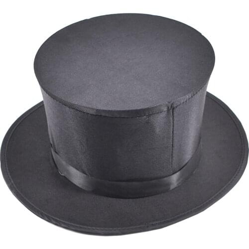 Black Magic Folding Spring Hat Magic Tricks Stage Magia Folding Top Hat Gimmick Props Appearing/Vanishing Objects Hat Magicians