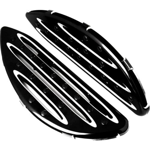 Black CNC Shallow Cut Driver Stretched Floorboards For Harley Touring Street Glide Road King Softail FLH FLST FLD FLHX FLHR