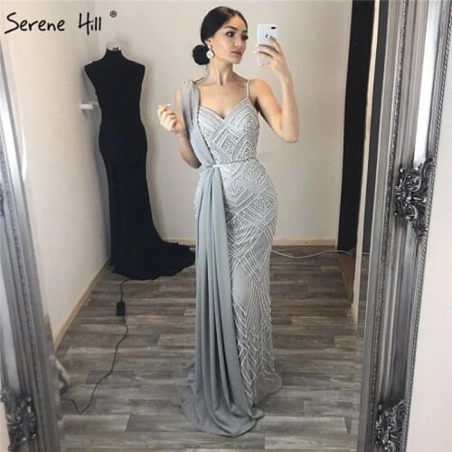 Dubai New Luxury Sexy Sleeveless Evening Dresses Mermaid Diamond Beading Mermaid Evening Gowns 2020 LA6628
