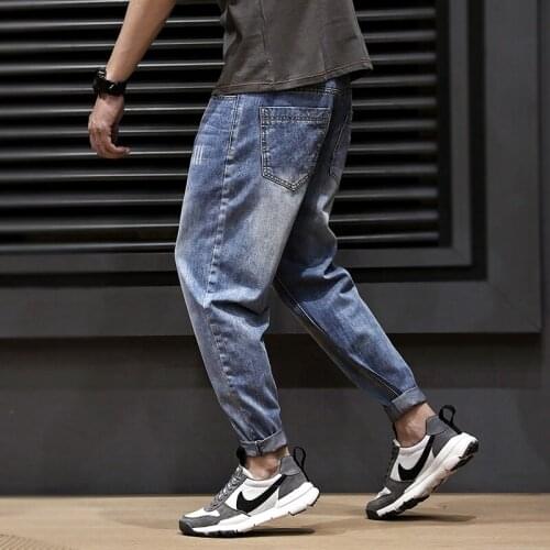 Men Jeans Loose Ripped Denim Harem Pants Blue Fashion Streetwear Color Size 28-42 Japanese Vintage Designer Hip Hop Jeans Men