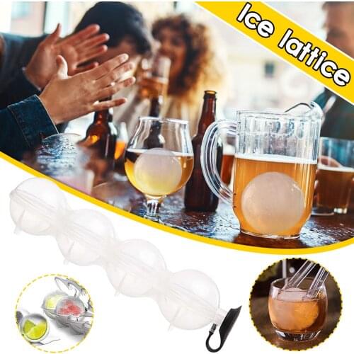 4 Cells Ice Mold Tray Silicone Basketball-shaped Cake Ice Cream Maker Kitchen Tool Useful Homemade Ice Cube Tray Ball Maker Mold