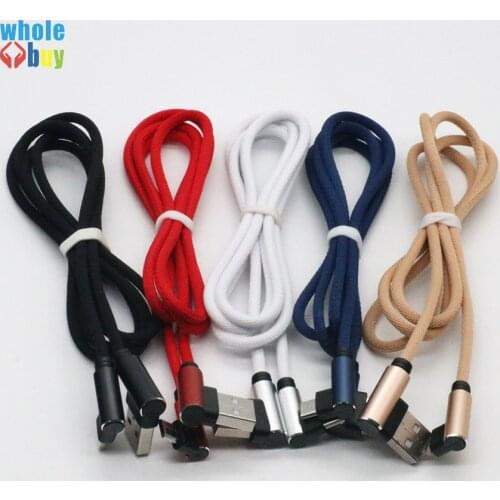 Micro USB Cable 90 Degree Elbow Nylon Braided 1m USB C Fast Charging Charger Data Cable for Samsung S7 Xiaomi IPhone 80pcs/lot
