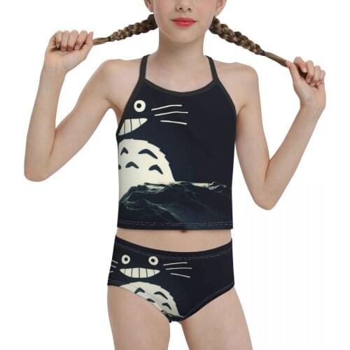Kawaii Anime Beach Wear for Children young Girl Print Totoros Lovely Cat Bikini 2021 Wholesale Brand Girl Swimming Suit