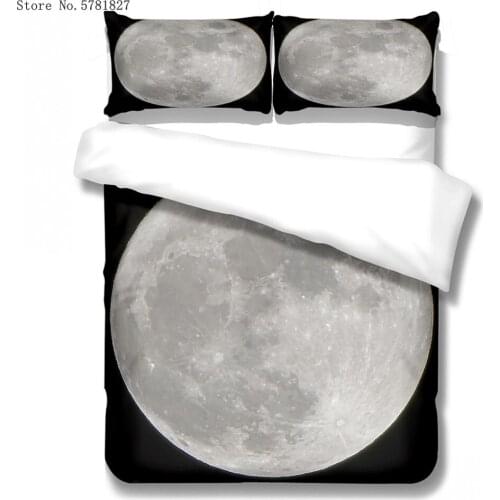3D Print Home Moon Bedding Set 2/3 Pieces Gray Black Duvet Cover Set Custom Dropshipping Bed Quilt Cover Pillowcase No Sheets