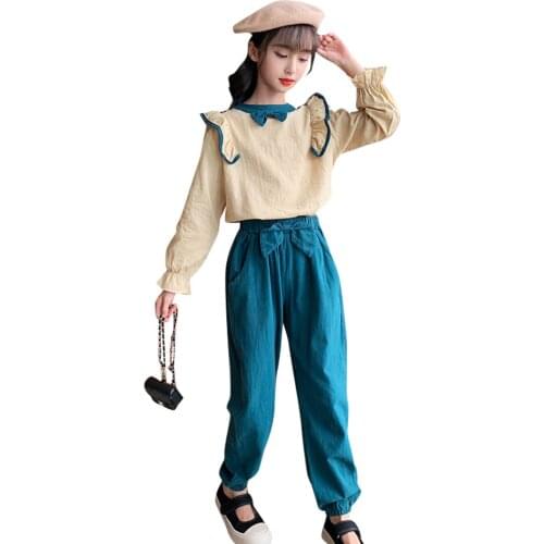 Teen Girls Clothing Blouse + Pants Girls Outfits Casual Style Girls Clothing Sets Spring Autumn Childrens Clothes Girl