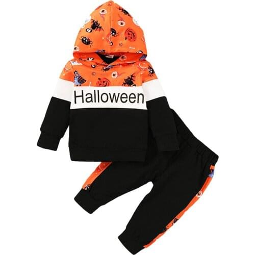 2021 Hot Halloween Costume Boys Girls Set Europe and America Cartoon Hoodie Pullover Long Pants Baby New Suits Kids Clothes