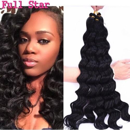 Deep wave black Ombre Black Brown Bug Blonde 1-9 pcs 20" 80g Full Star Synthetic Crochet Braids Bulk Braiding Hair for Women