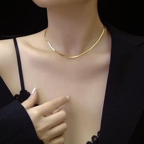 Fashion 24K Gold Necklace 4MM50CM Blade Necklace Mens & Womens Jewelry Gifts
