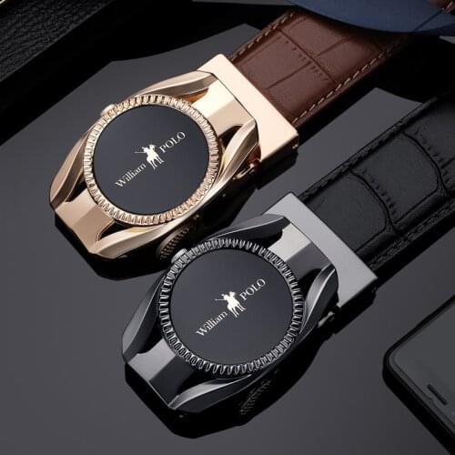 WilliamPolo New mens genuine leather automatic belt buckle youth high-end business Joker trend belt