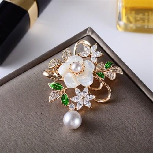 OKILY Fashion AAA Zircon Brooches Gorgeous Clay Flower Broochpins Wedding Accessorie Party Gift Enamel Brooches for Women