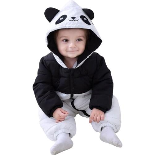 Panda Kigurumis Baby Girl Boy Clothes Anime Cute Baby Romper Winter Thicken Newborn Outfit Waterproof Infant Playsuit Clothing