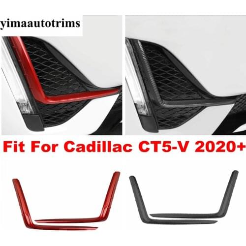 Front Fog Lights Lamps Eyebrow Eyelid Garnish Cover Trim ABS Red / Carbon Fiber Look Accessories For Cadillac CT5-V 2020 2021