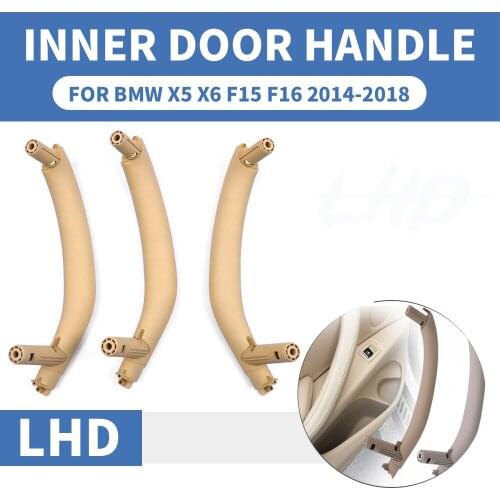 Front Rear Left / Right Car Inner Door Pull Handle Trim Cover Armrest Black Beige Cream Mocha For BMW X5 X6 F15 F16 2014-2018