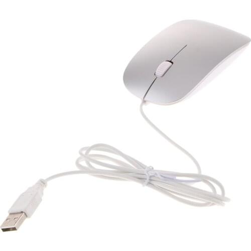 Wired USB Optical Mouse Ultra-thin 1600DPI Universal Soundless Office Mice for PC Laptop Desktop Notebook - Silver
