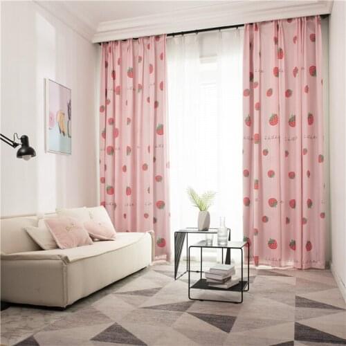 Pink Window Curtains For Living Room Bedroom Girl Kids Room Strawberry Custom Made Drapes Home Decorative