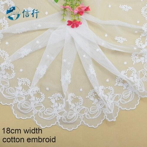 18cm width Cotton embroid lace sewing ribbon guipure trims or fabric warp knitting DIY Garment Accessories free shipping#3587