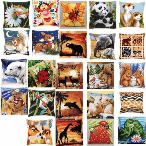 Animals style Cross Stitch Pillow Mat DIY Craft Tapestry Pillow 42CM by 42CM Needlework Crocheting Cushion Embroidery