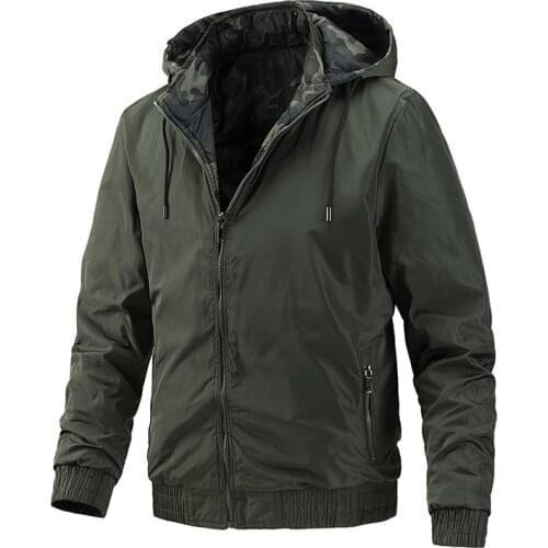 Outdoor Casual Hooded Jacket Men Windbreaker Military Jackets Male Double-Wear Camo Lining Coat Men Jaqueta Masculina Size M-2XL