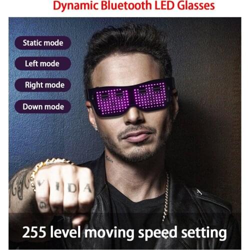 Magic Flash Led Party Glasses App Bluetooth Control Shield Luminous Glasses USB Charge DJ SunGlasses DIY Concert Light Toys