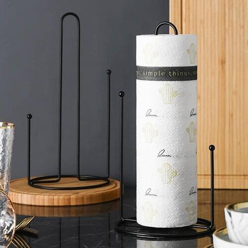 Iron Nordic kitchen Vertical Paper Towel Holder Shelf Creative Dining Table Roll Paper Wrap Storage Rack Desktop Decor