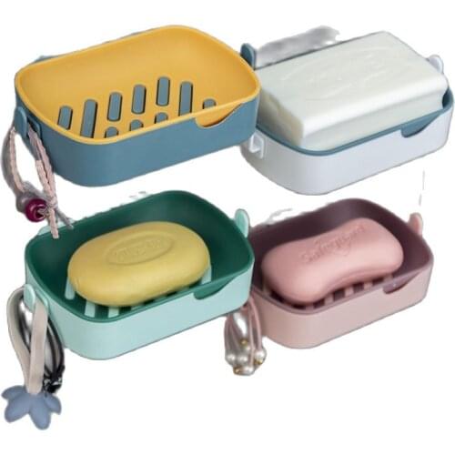 1PCS Soap Dishes Wall Mounted Double Layer Soap Holder Shower Draining Soap Boxes Tray Storage Rack Bathroom Kitchen Accessories