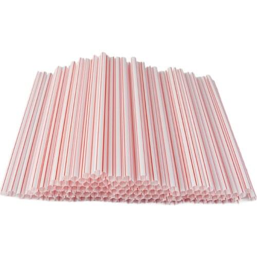 200Pcs 7.72inch Color Line Disposable Plastic Straight Drinking Straws Party Kitchen Bar Drink Accessories Plastic Rietjes