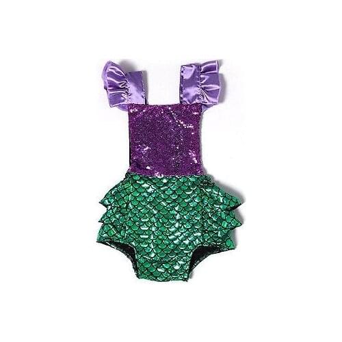 2016 Fashion Newborn Infant Baby Girl Sequins Mermaid Bodysuit Sunsuit Outfits Clothing 0-24M