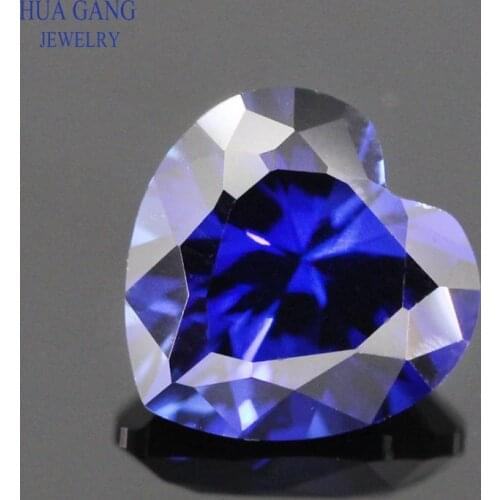 34# Blue Stone Heart Shape Princess Cut Synthetic Corundum Gems stone For jewelry Size 3x3~12x12mm Free Shipping