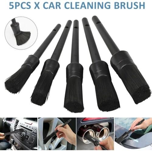 5Pcs Car Detailing Brush Kit Plastic Vehicle Auto Leather Dirt Dust Clean Brush for Auto Interior Brush Wheel Cleaning Tool