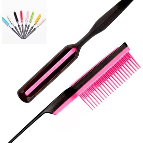 1PC Antistatic Hair Comb Fine-tooth Plastic Tail Comb Highlight Salon Safe Material Hairdressing Barber Brush Appliances Random