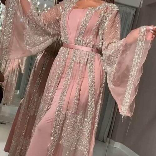 CloverBridal Glitter Saudi Arabia Prom Dresses 2021 Pink Robe Weddding Party Dress vestido de fiesta de boda WP9836