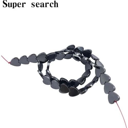Wholesale Natural Black Hematite Stone Love Heart Loose Beads for Jewelry Making DIY Bracelet Woman 15'' Simple personality