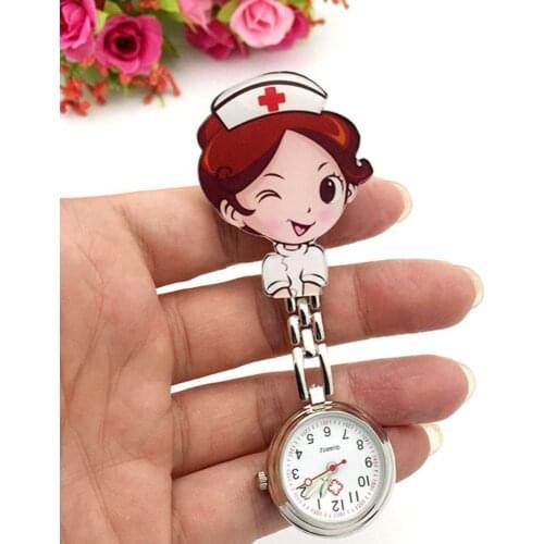 Lovely Super Cute Cartoon Girl Pattern Light Luminous Needle Quartz Movement Nurse Pattern Pocket Watch Good Gift