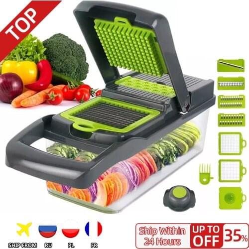 Vegetable Cutter 8 In1 Cutter Fruit Slicer Grater Shredders Potato Peeler Carrot Grater Drain Basket Gadgets Kitchen