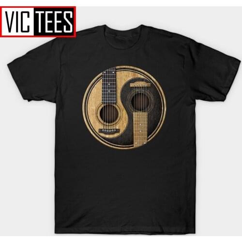 Mens Acoustic Guitars Yin Yang Music Tee Shirt Custom T Shirt Cotton Hip Hop Style Tshirt For Men