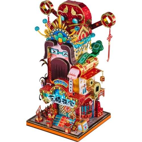Art Model 3D Metal Puzzle Jewellery from the god of wealth building Model kits DIY Laser Cut Assemble Jigsaw Toy For Children