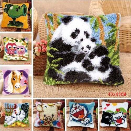 Chinese National Treasure Panda Latch Hook Animal Foamiran Carpet Embroidery Pillow Cushion Button Package Latch Hook Rug Kits