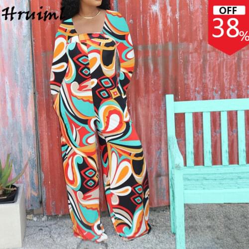 Wholesale Items Clothing Fashion Woman Overalls Long Sleeve Autumn Wide Leg Jumpsuit Women Elegance Casual Printed Rompers Femme