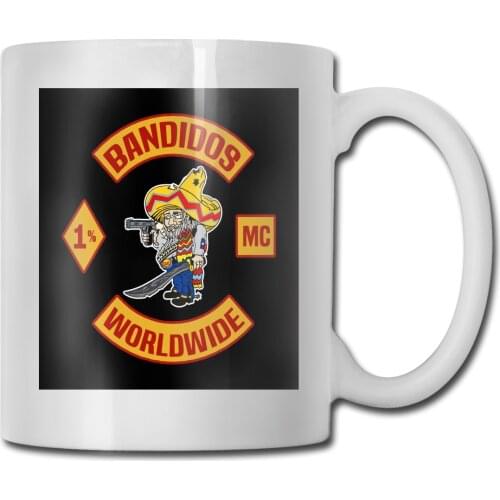 New Bandidos Worldwide Motorcycle Club Black Mens Mc 1 Tshir Graphic Letter Streetwear Mug Cup