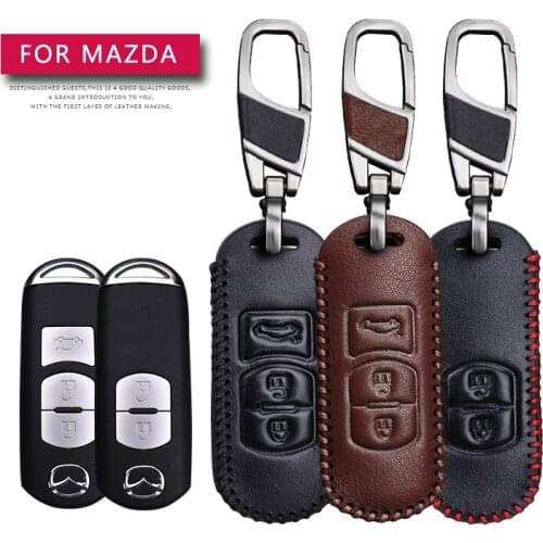 KUKAKEY Remote Smart Car Key Case For Mazda 3 BK 6 CX5 Axela Atenza 323 626 CX3 Leather Keychain Keyring Key Holder Cover Bag