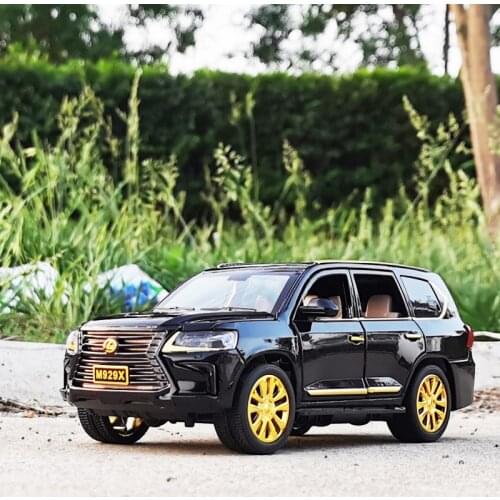 Die-cast 1:24 Scale M923W Alloy LX570 SUV Car Model Diecast Pull Back Sound and Light Car Metal Gifts Toys Children