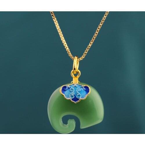 Fashion ethnic Animal Green necklace vintage jewelry , Enamel Elephant pendants Necklace,jewelry for womens