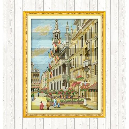City Street Scenery Patterns Cross-stitch-kit Embroidery Needlework Kit 14ct 11ct Count Print Canvas DIY Handwork Art Home Decor