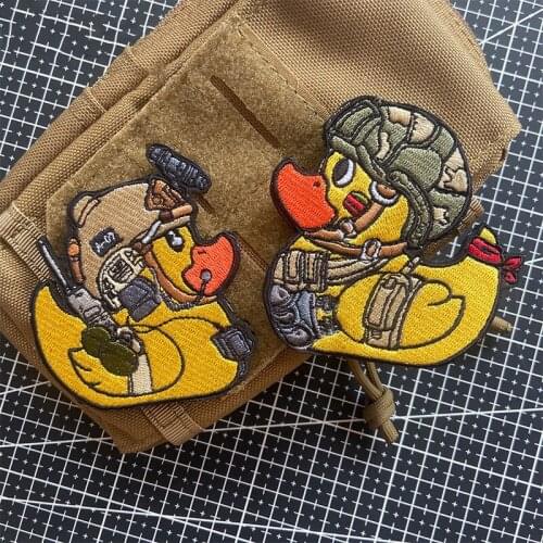 Tactical Helmet Yellow Duck Embroidery Patches Cute Bear Animal Armband Military Badge For Clothes Vest Backpack Decoration
