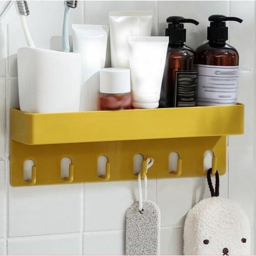 Hot Cosmetic Rack Home Hook Bathroom Shelf Holder Organizer Shower Shelves Wall Mount Belt Hook Kitchen Storage Basket