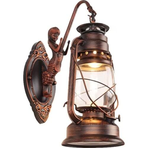 Wall Light Horse Lantern Retro Decorative Wall Lamp Balcony Nostalgic Antique Hotel Restaurant Industrial Antique Lamp